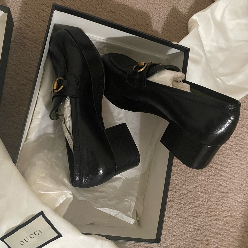 Gucci Horsebit Houdan leather heel loafers - Picture 7 of 14